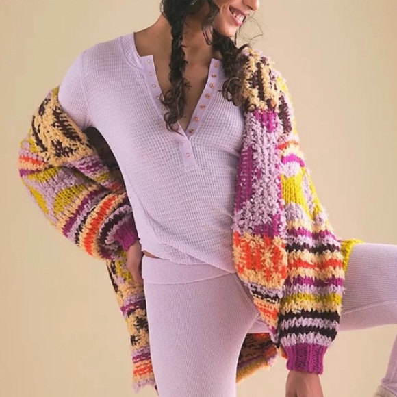 NWT Free People Peggy Wool Cardigan Sunshine Orchid
